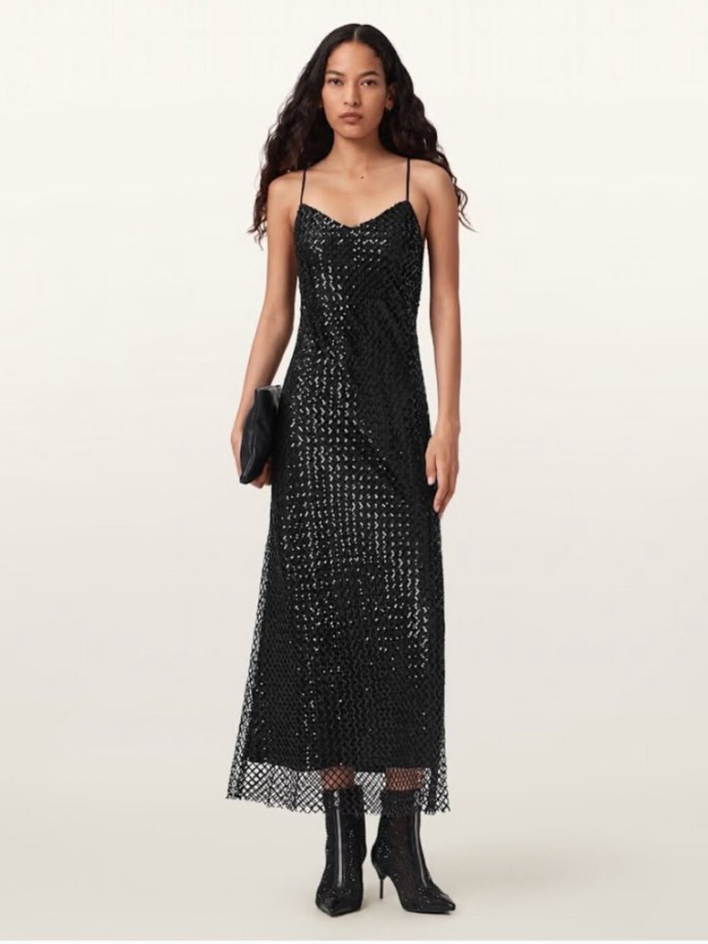 All Saints Chantelle  Sequin Midi Slip Dress - Size 2 (NWT)